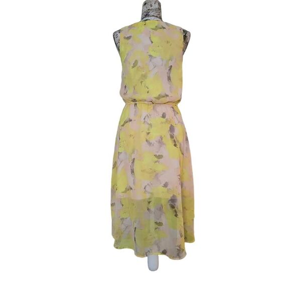 Flowy Pale Yellow and Pink Hi Lo Hem Dress - Picture 7 of 11